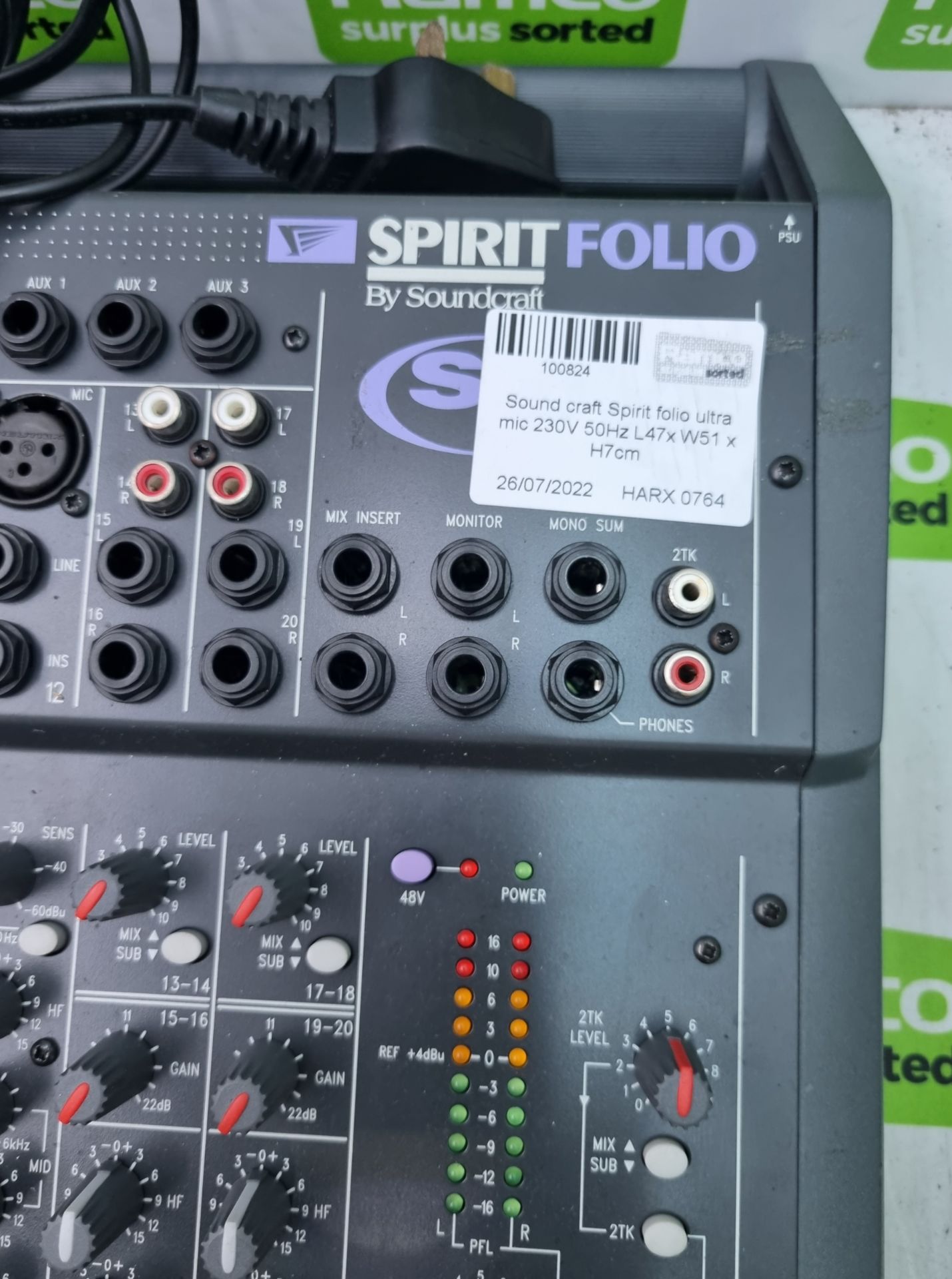 Soundcraft Spirit folio ultra mic 230V 50Hz L47x W51 x H7cm - Image 3 of 5