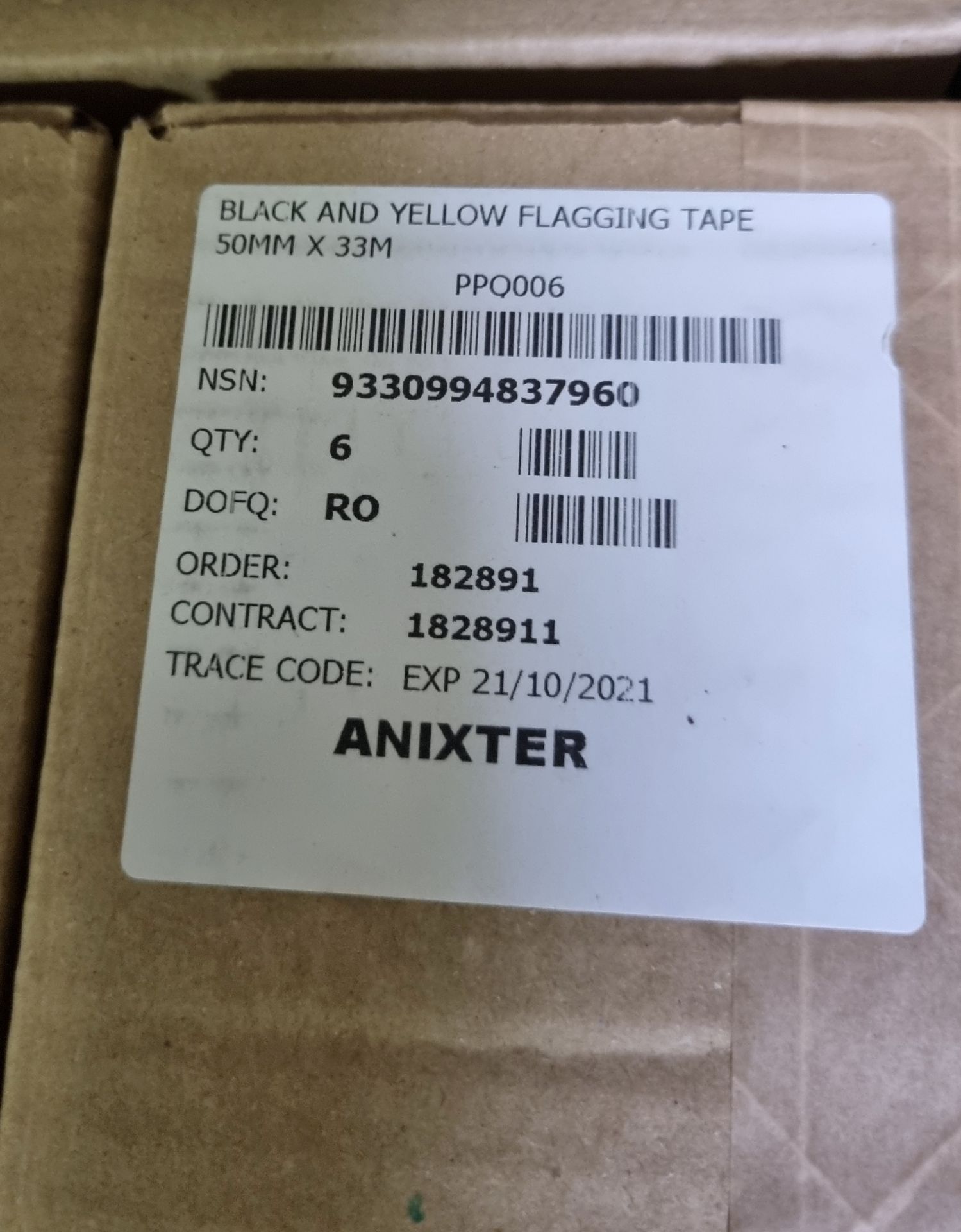 Black and Yellow flagging tape 50mm x 33M - 6 per box - 30 boxes - Image 3 of 3