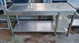 Sissons CF st/st preparation table with side tray shelves - L180xW70xH87cm