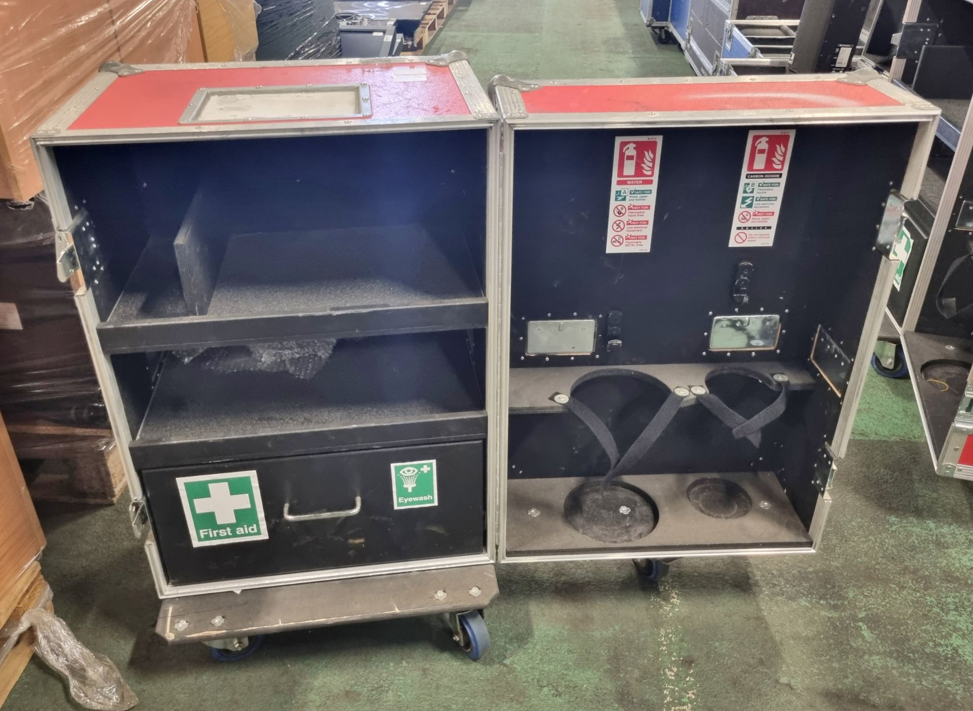 Red health and safety flight case on castors - case dimensions: 60x60x96cm - Image 2 of 5