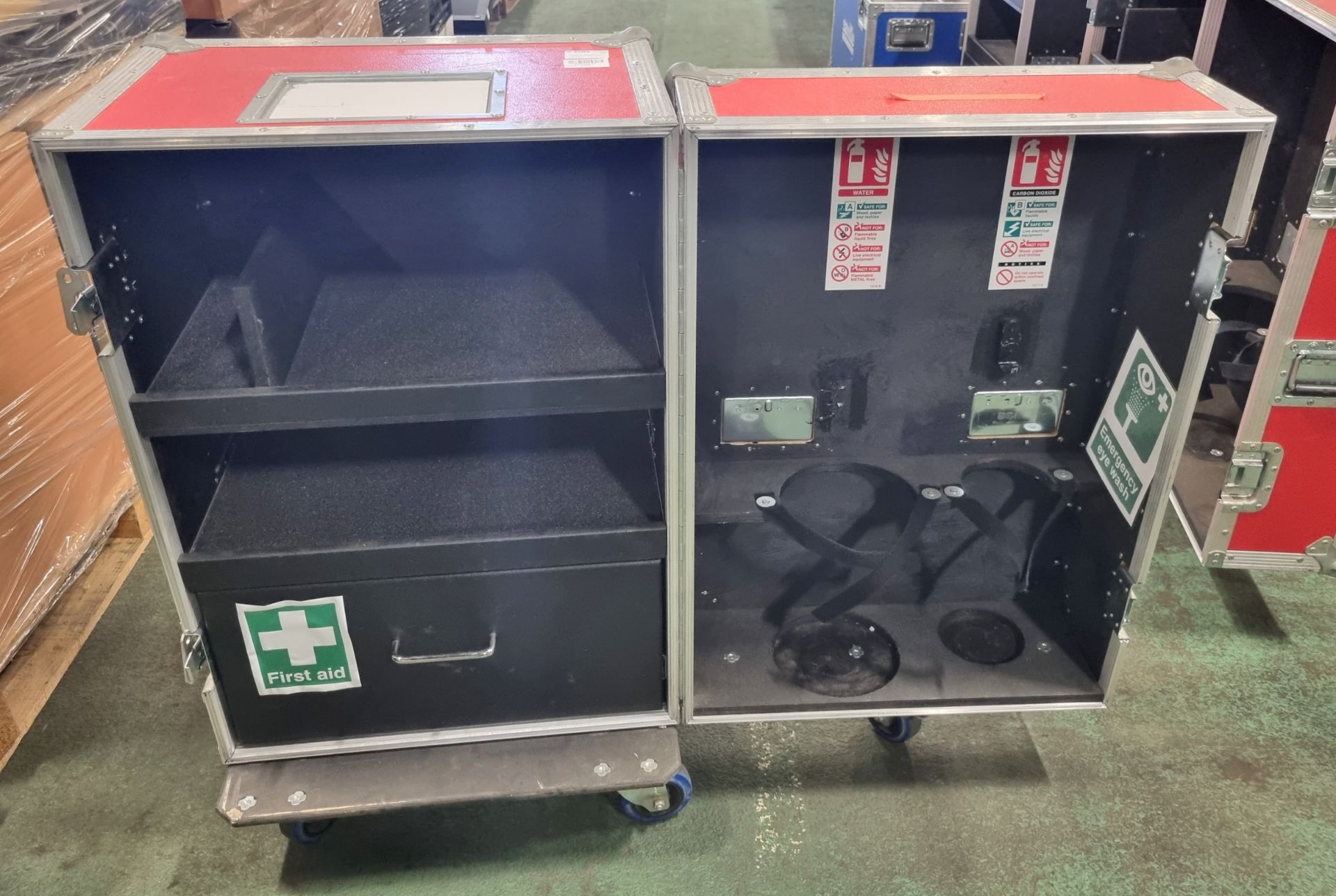 Red health and safety flight case on castors - case dimensions: 60x60x96cm - Image 2 of 4