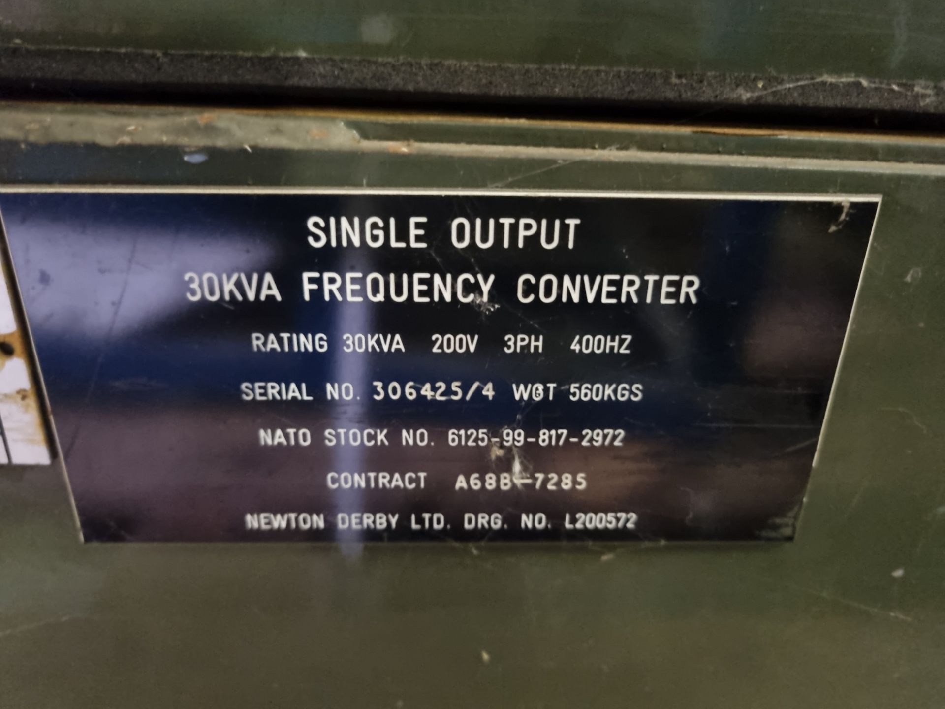 Newton Derby Ltd single output 30 kVA frequency converter - serial no: FKR218008 - Image 7 of 7