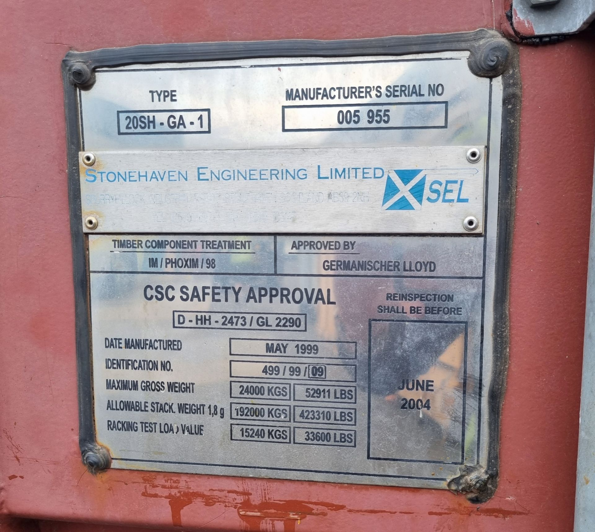 Stonehaven Engineering Ltd transportable storage container ISO 499/99/09 - Image 3 of 9