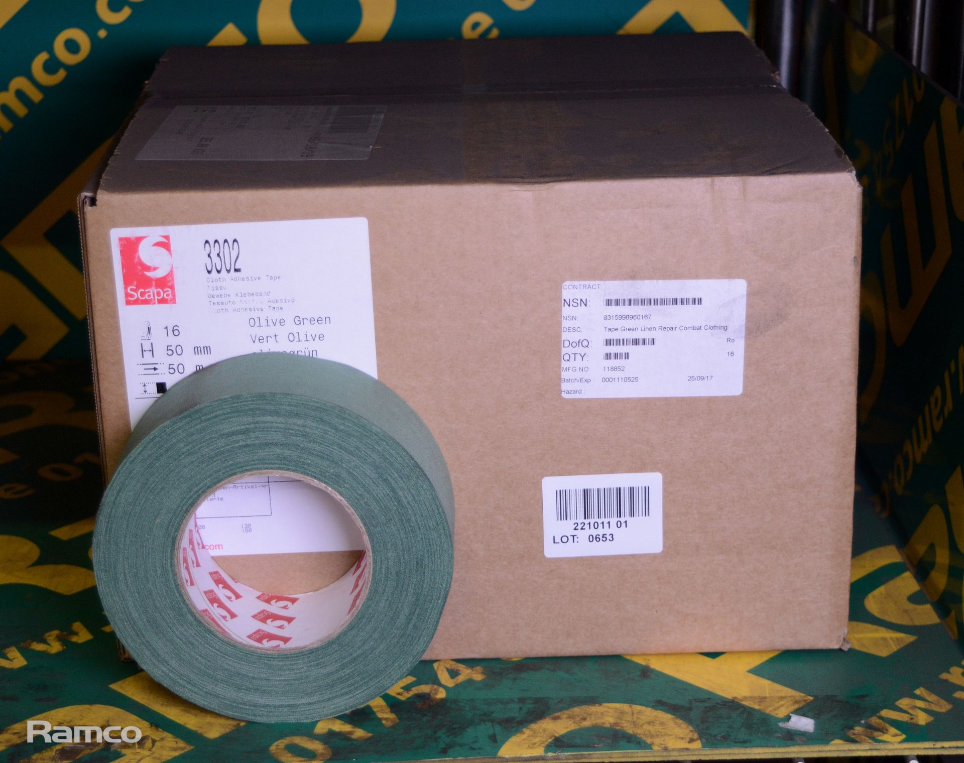 Scapa Cloth Adhesive Tape Olive Green 16 Roll Per Box L50 xW50mm - 1 box