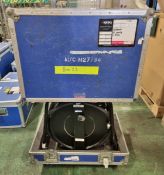Reel of multicore XLR cable in flight case on castors - 24 send and 4 returns