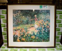 Claude Monet 'Garden at Giverny' Art Print in Wooden Frame - Frame Size: 64x58cm