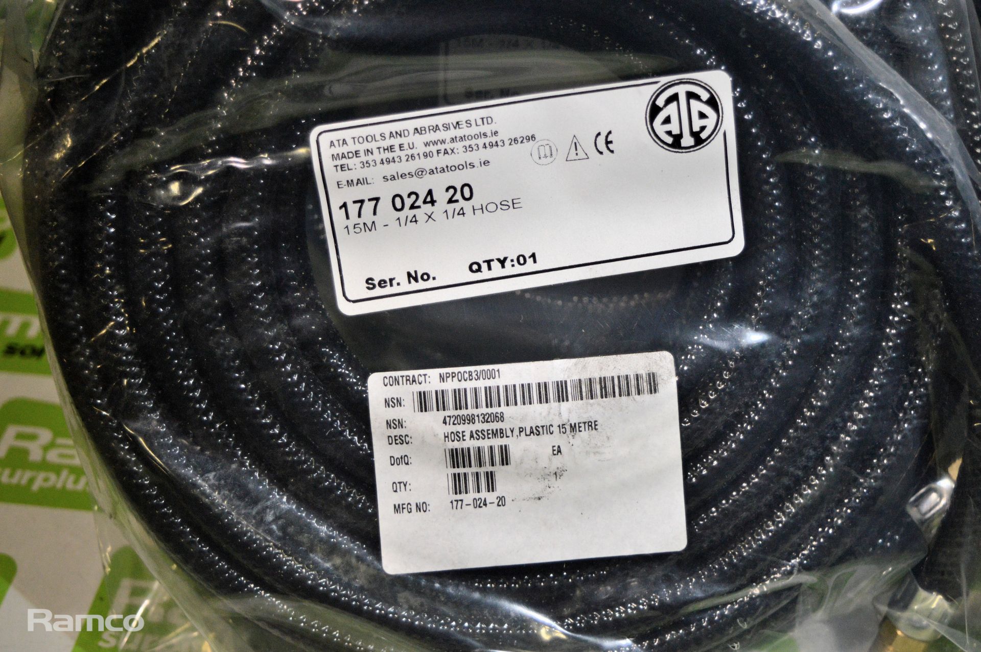 6x Black plastic hose 1/4 x 1/4 x 15m - Image 2 of 2