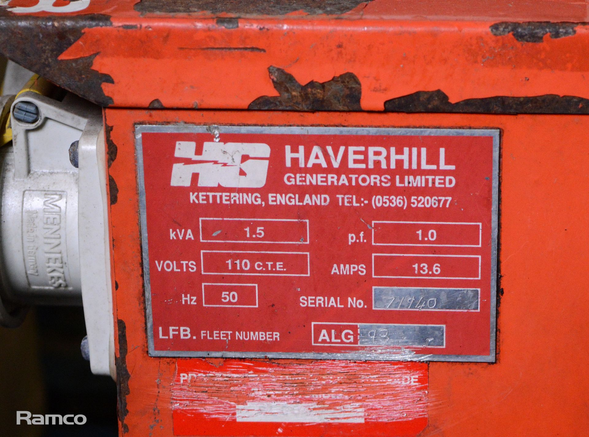 Honda petrol driven generator - 1.5KVA - 110V 50hz 13.6amps - Image 5 of 6