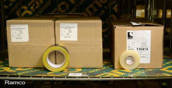 3x Anixter Black & Yellow Flagging Tape 50mm x 30m 6 Per Box, Scapa 2901 Self Adhesive Tape 12mm x 3