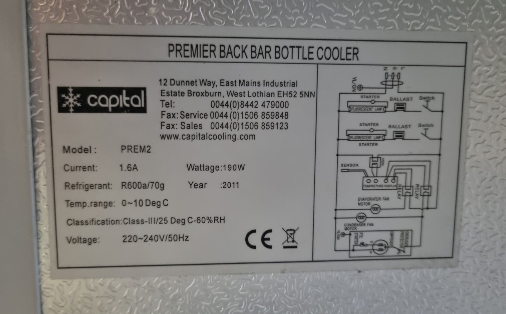 Capital Prem 2 double door bottle cooler - 50x91x90cm - Image 3 of 3