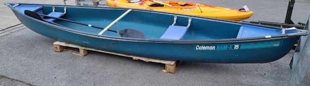 Coleman Ram-X 15 3 person canoe, 2x Ainsworth K90 kayak paddle