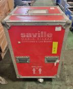 Red health and safety flight case on castors - case dimensions: 60x60x96cm