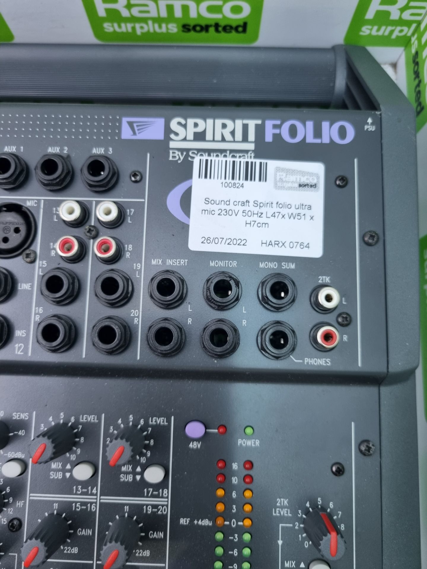 Soundcraft Spirit folio ultra mic 230V 50Hz L47x W51 x H7cm - Image 3 of 6