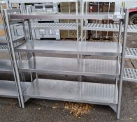 Stainless steel adjustable 4 tier shelving unit - 150x60x150cm