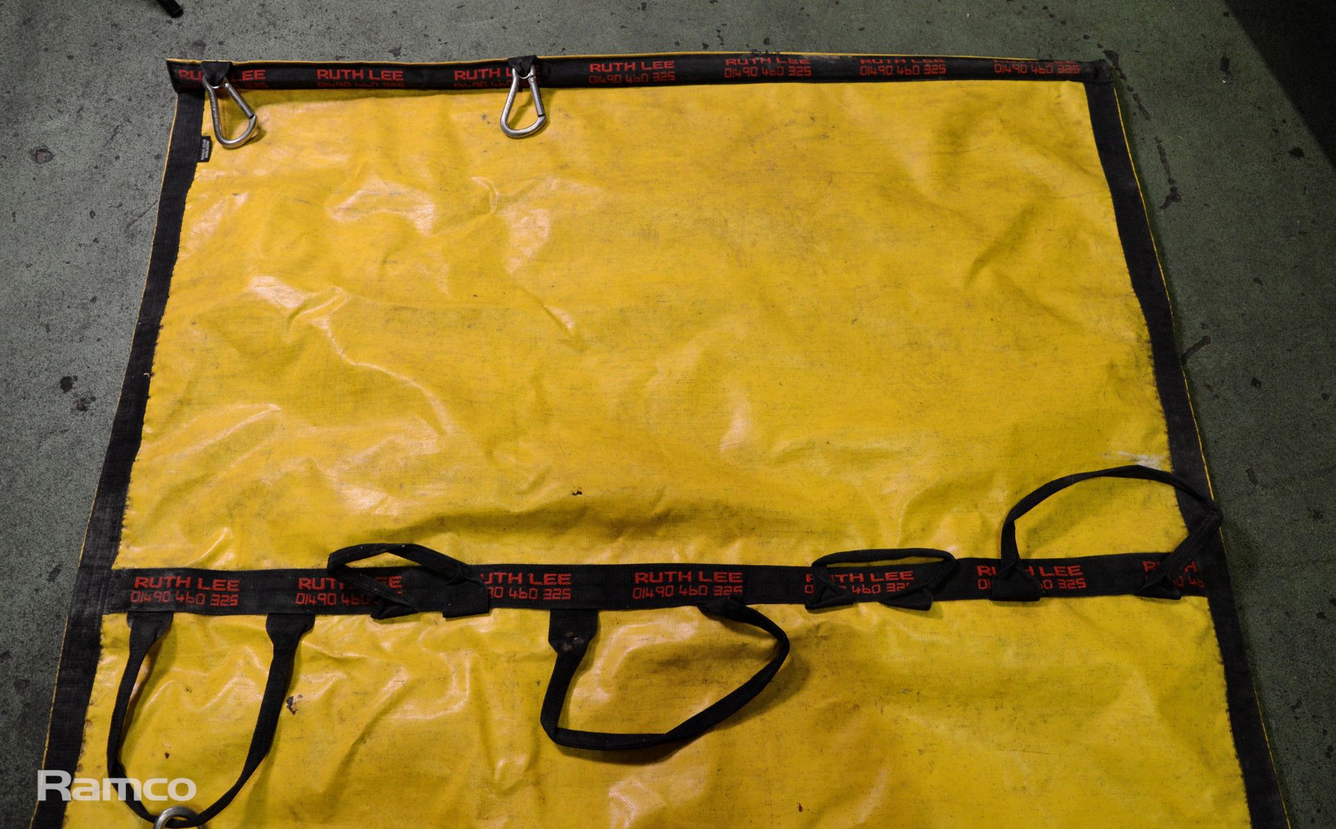 Casualty rescue/carry sheet, with hooks and multiple lifting points - some worn or missing - 9x4ft - Image 3 of 3