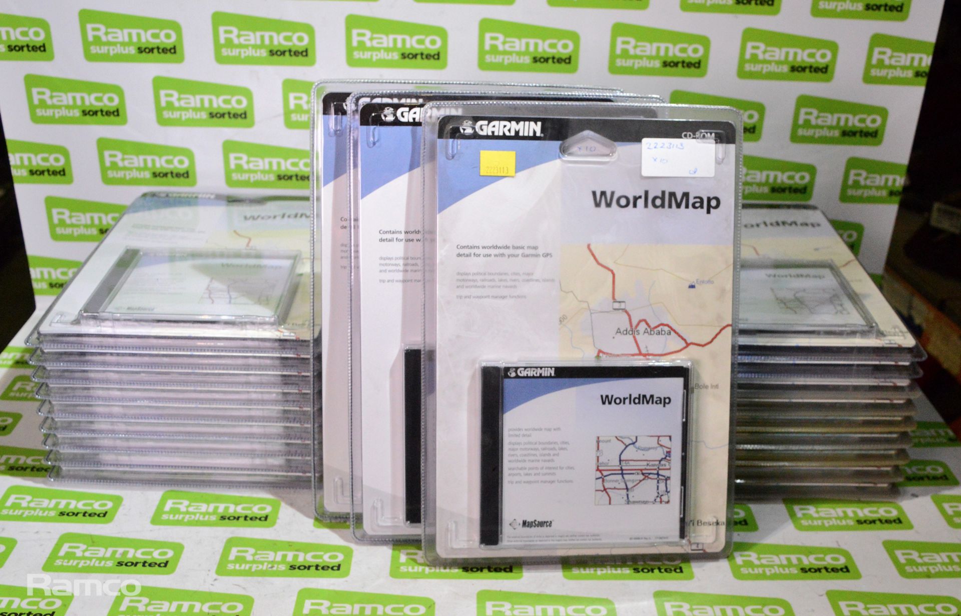 27x Garmin MapSource Worldmap CD-ROMs, 3x Garmin MapSource TOPO GB CD-ROMs
