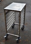 Mobile tray trolley with 7 slots - 56x39x92cm