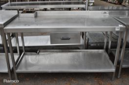 Stainless steel preparation table with single drawer - 150x70x92cm