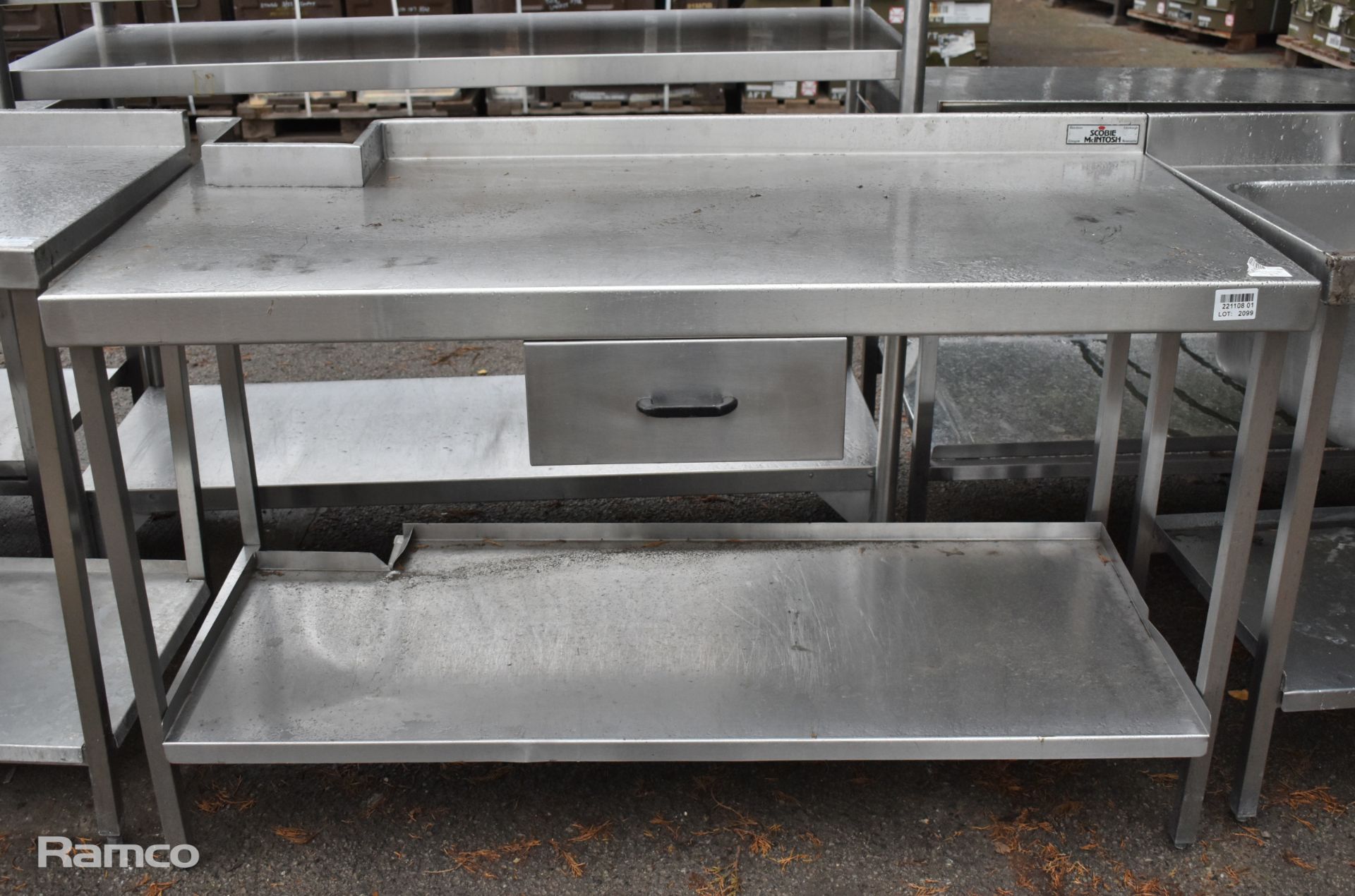 Stainless steel preparation table with single drawer - 150x70x92cm