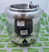Buffalo L714 s/s electric soup kettle with hinged lid and inner pot for easy cleaning. 10L capacity