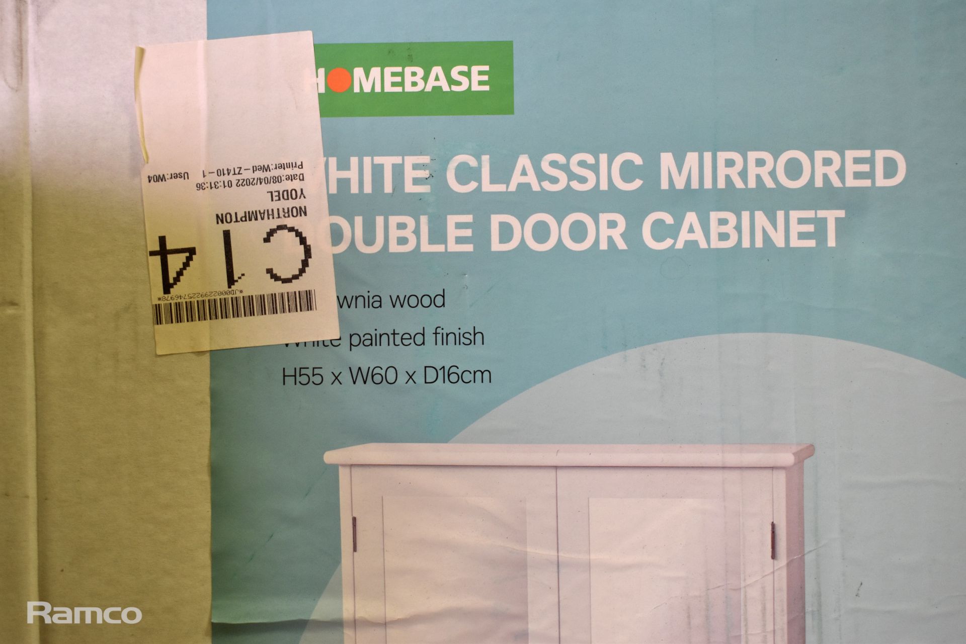 Homebase White classic mirrored single/double door cabinet set L40xW16xH55cm/L60xW16xH55cm - Image 4 of 4