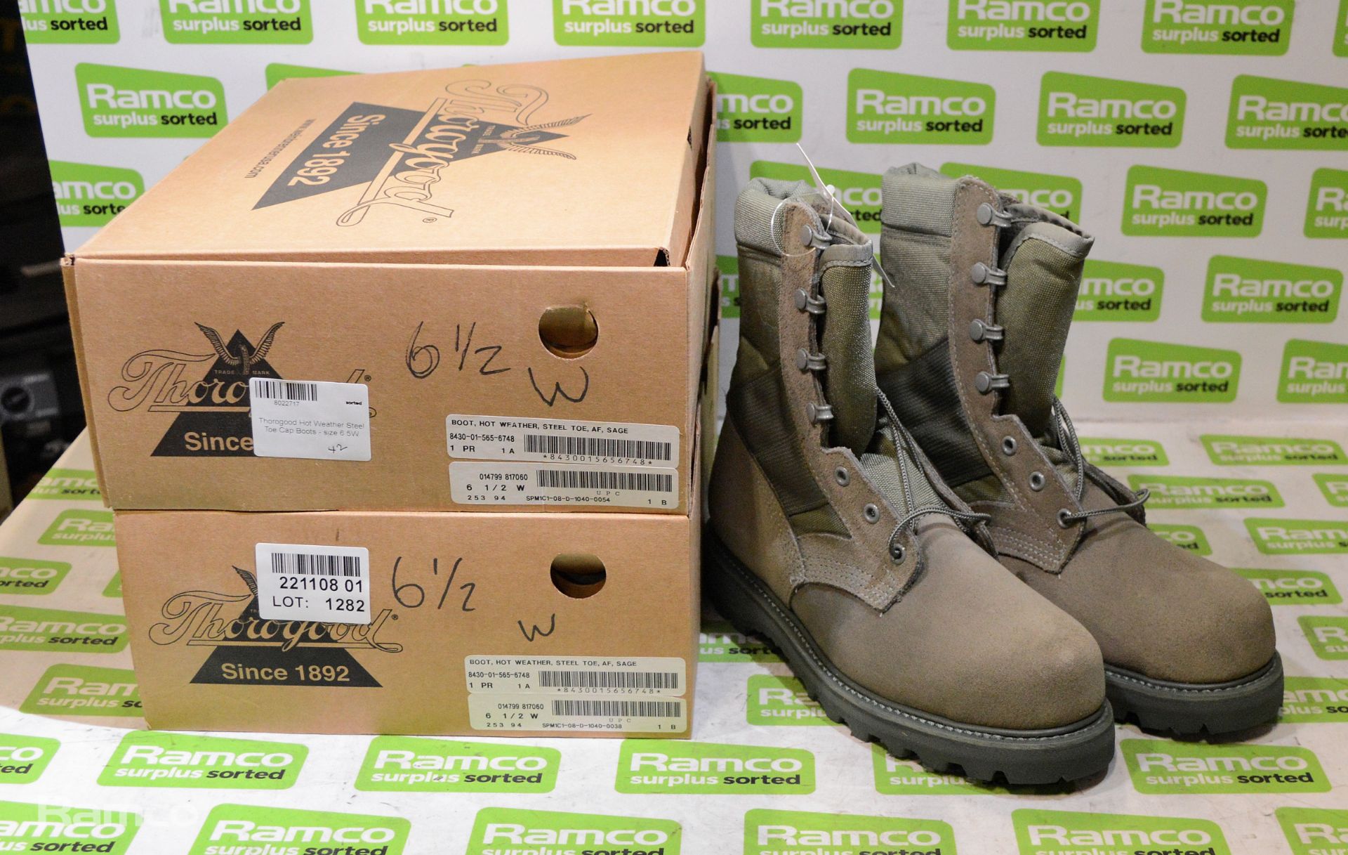 2x pairs Thorogood Hot Weather Steel Toe Cap Boots - size 6.5W