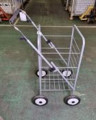 Metal folding small shopping trolley frame, silver - L44xW54xH92cm