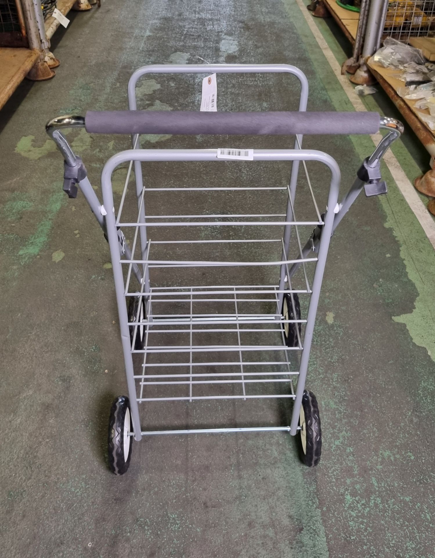 Metal folding small shopping trolley frame, silver - L44xW54xH92cm - Image 2 of 3