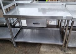 Stainless steel preparation table with single drawer - 120x70x92cm