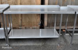 Stainless steel table with shelf - 166x70x94cm