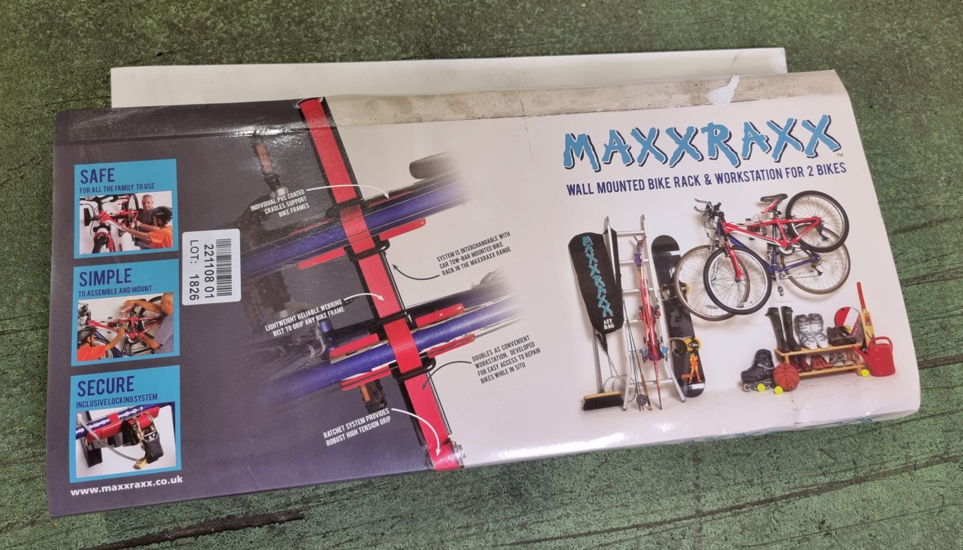 MaxxRaxx wall mounted bike rack & workstation for 2 bikes
