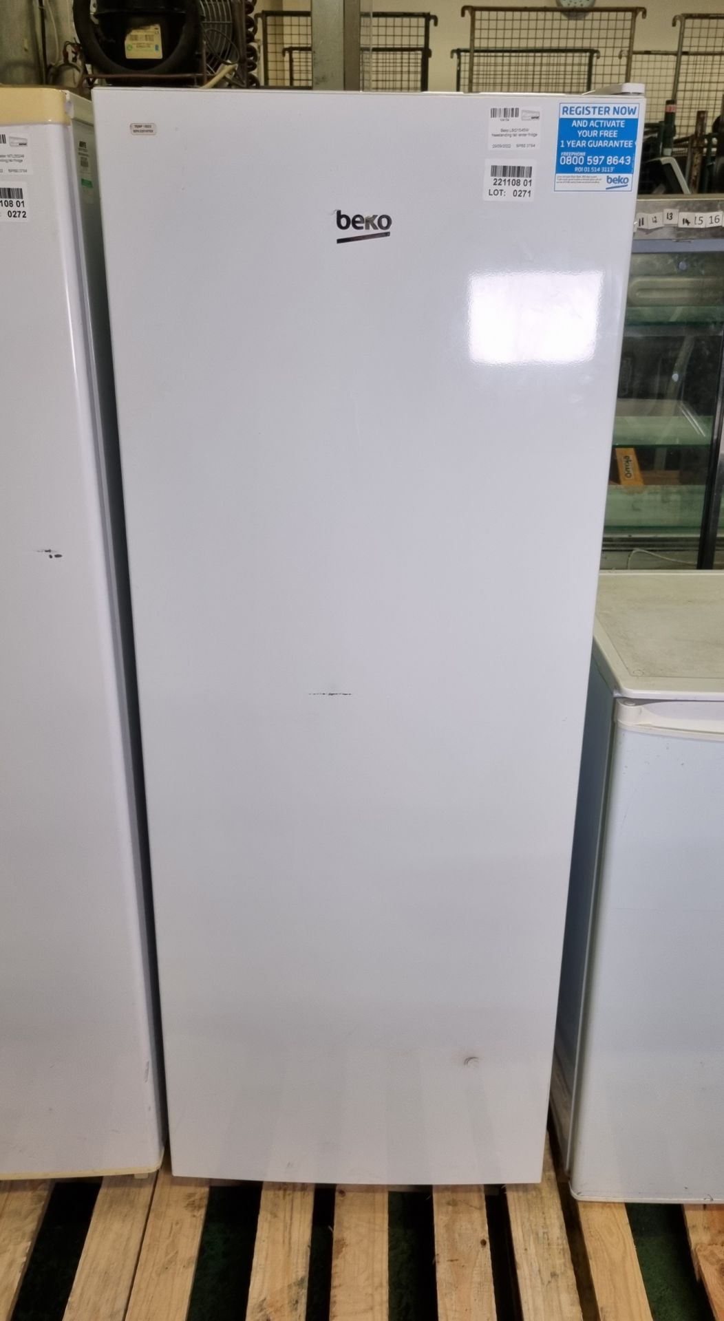 Beko LSG1545W freestanding tall larder fridge