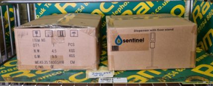 2x Sentinel antibacterial hand gel contactless dispenser units