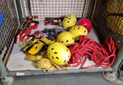 Ex-rescue equipment including throw ropes, clips, gloves and helmets