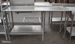 Stainless steel pass through dishwasher table - 170x60x92cm