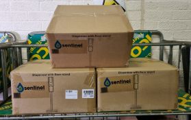 3x Sentinel antibacterial hand gel contactless dispenser units