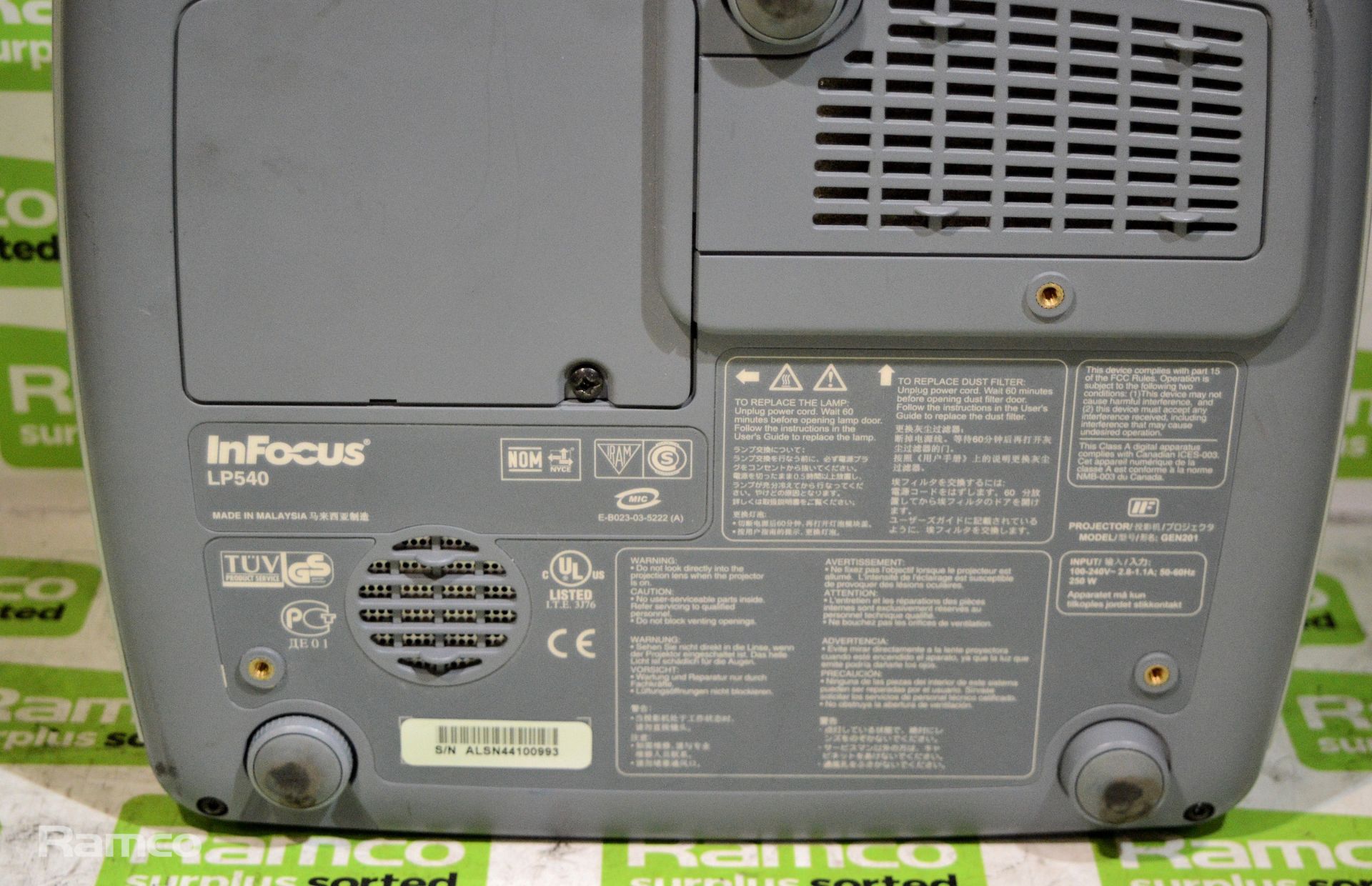 InFocus LP540 Gen 201 Front Projector - Image 3 of 3