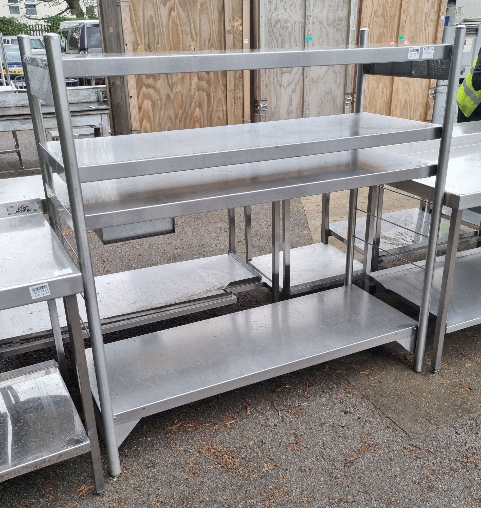 Stainless steel adjustable 4 tier shelving unit - 150x60x150cm - Image 3 of 3
