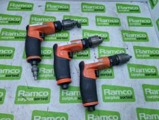 3x Dotco 14CFS93-43 non-reversible pistol grip pneumatic drills