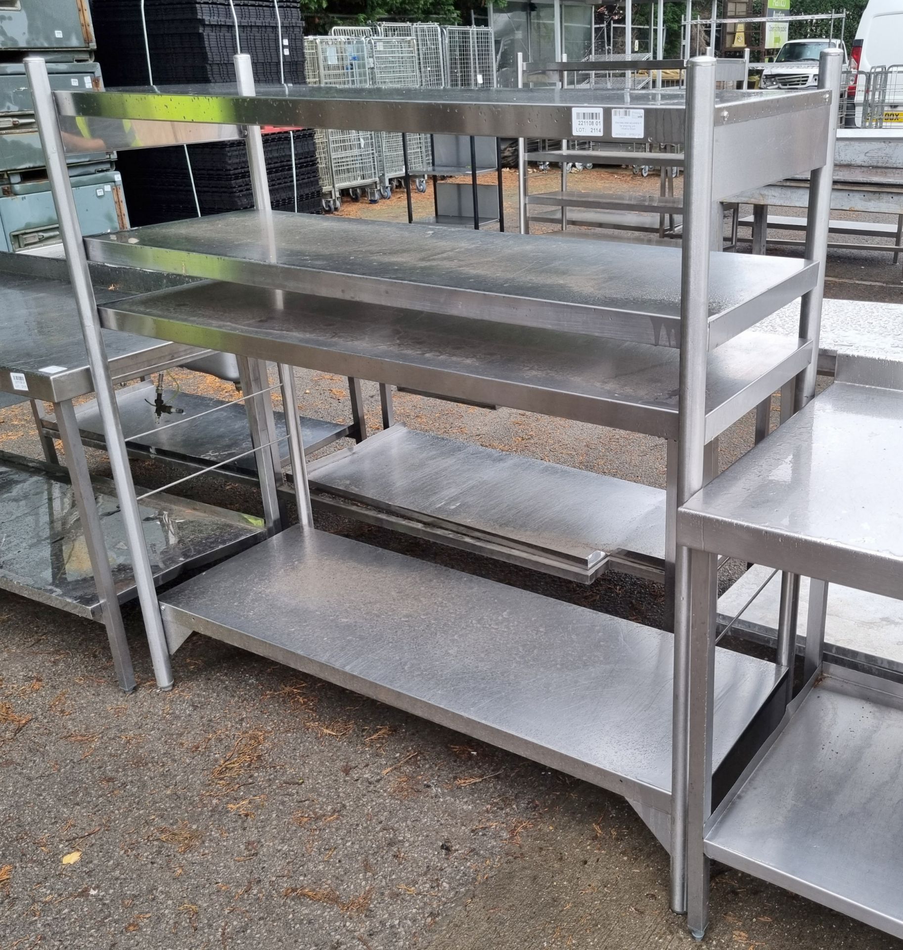 Stainless steel adjustable 4 tier shelving unit - 150x60x150cm - Image 2 of 3