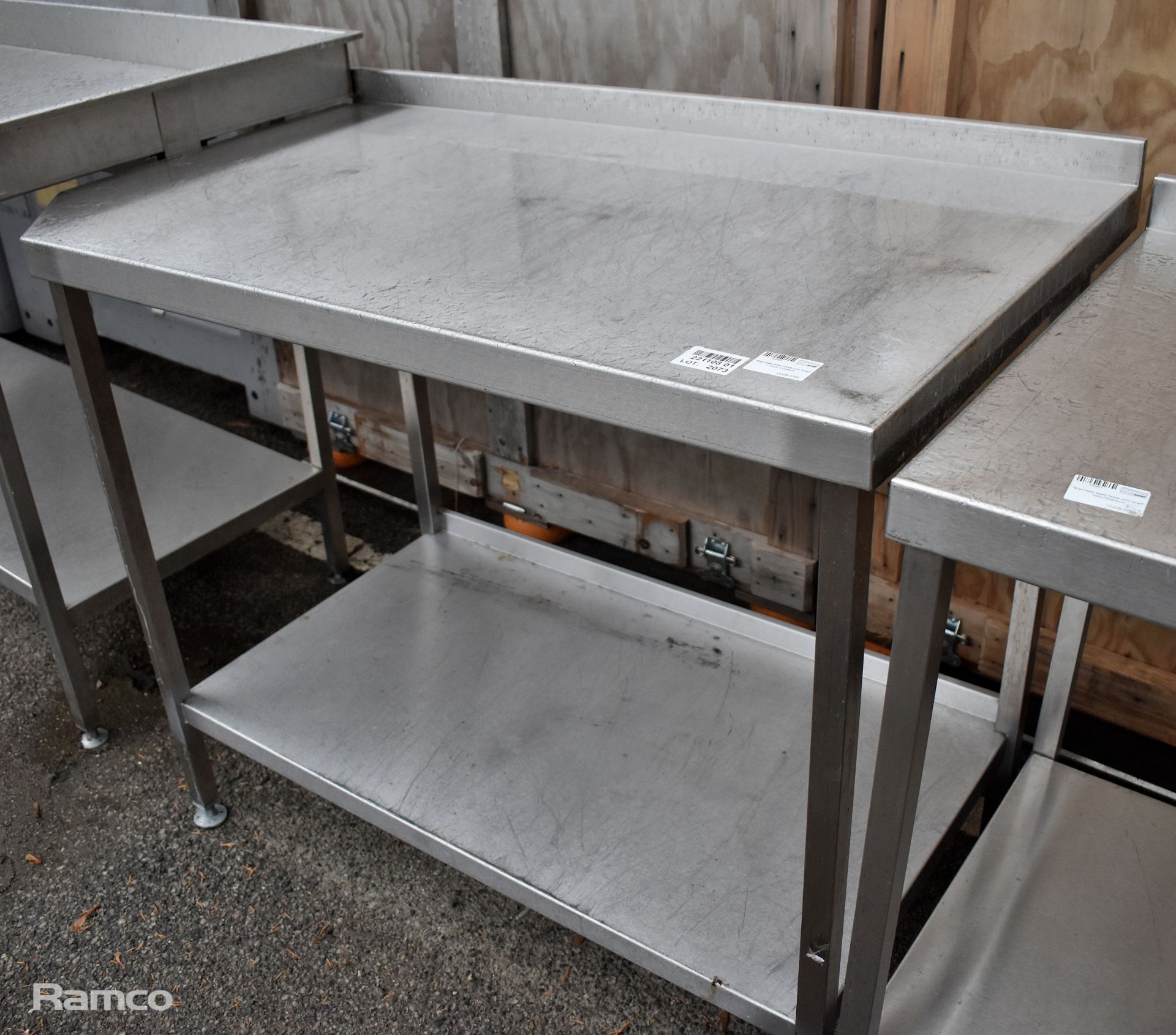 Stainless steel table with shelf - 120x70x98cm - Image 2 of 3