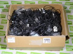 Box of assorted mobile phone chargers