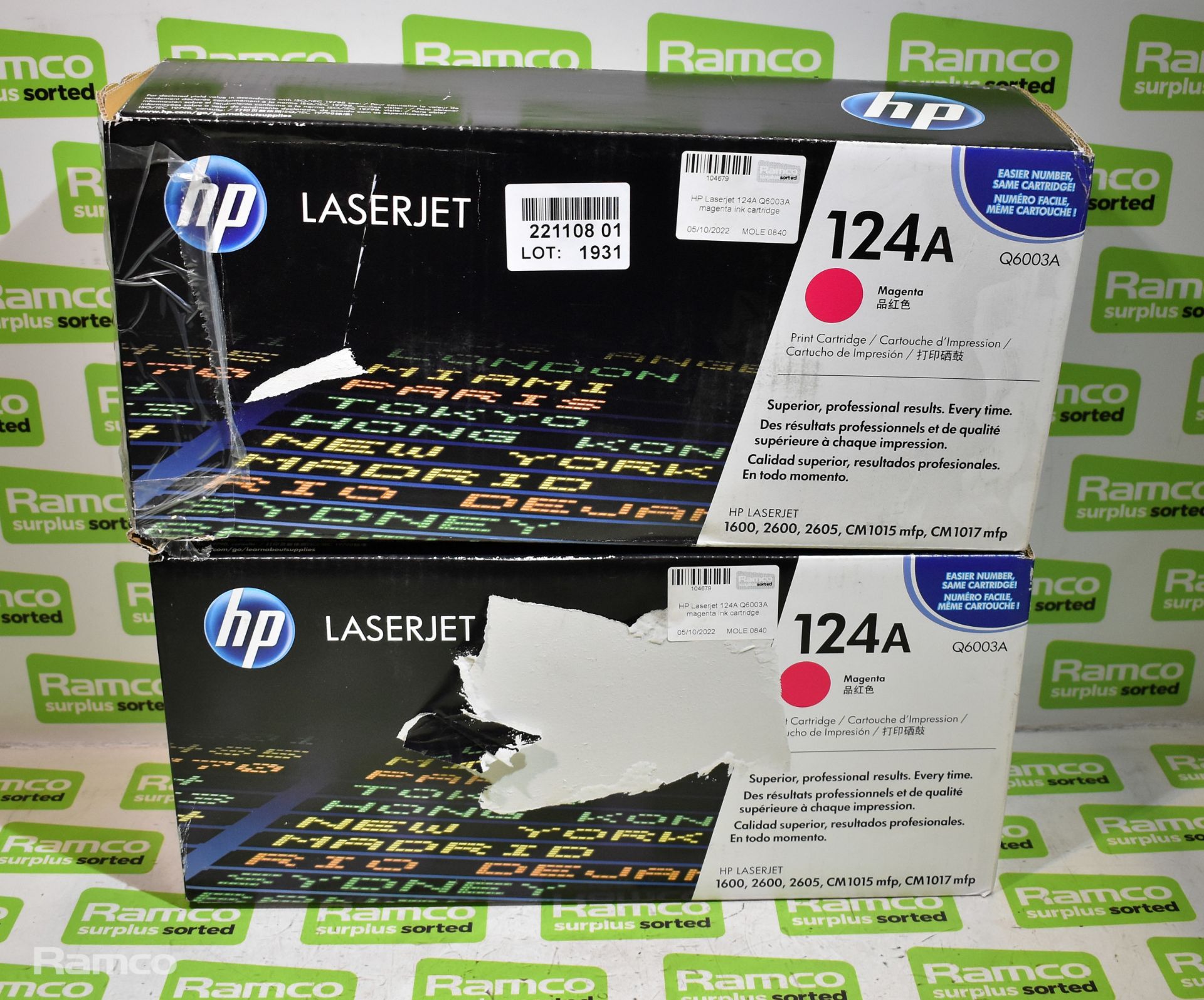 HP Laserjet 124A Q6000A black ink cartridge, 2x HP Laserjet 124A Q6003A magenta ink cartridges - Image 3 of 3