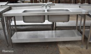 Stainless steel double sink unit - 180x60x105cm