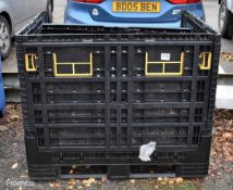 Black plastic folding shipping crate - L199xW99xH98cm