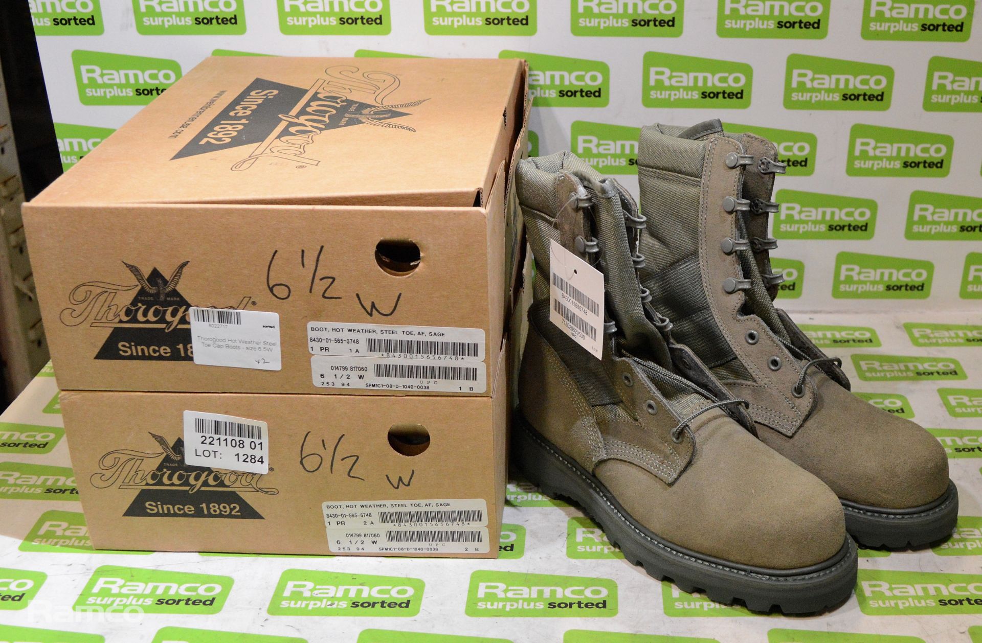 2x pairs Thorogood Hot Weather Steel Toe Cap Boots - size 6.5W