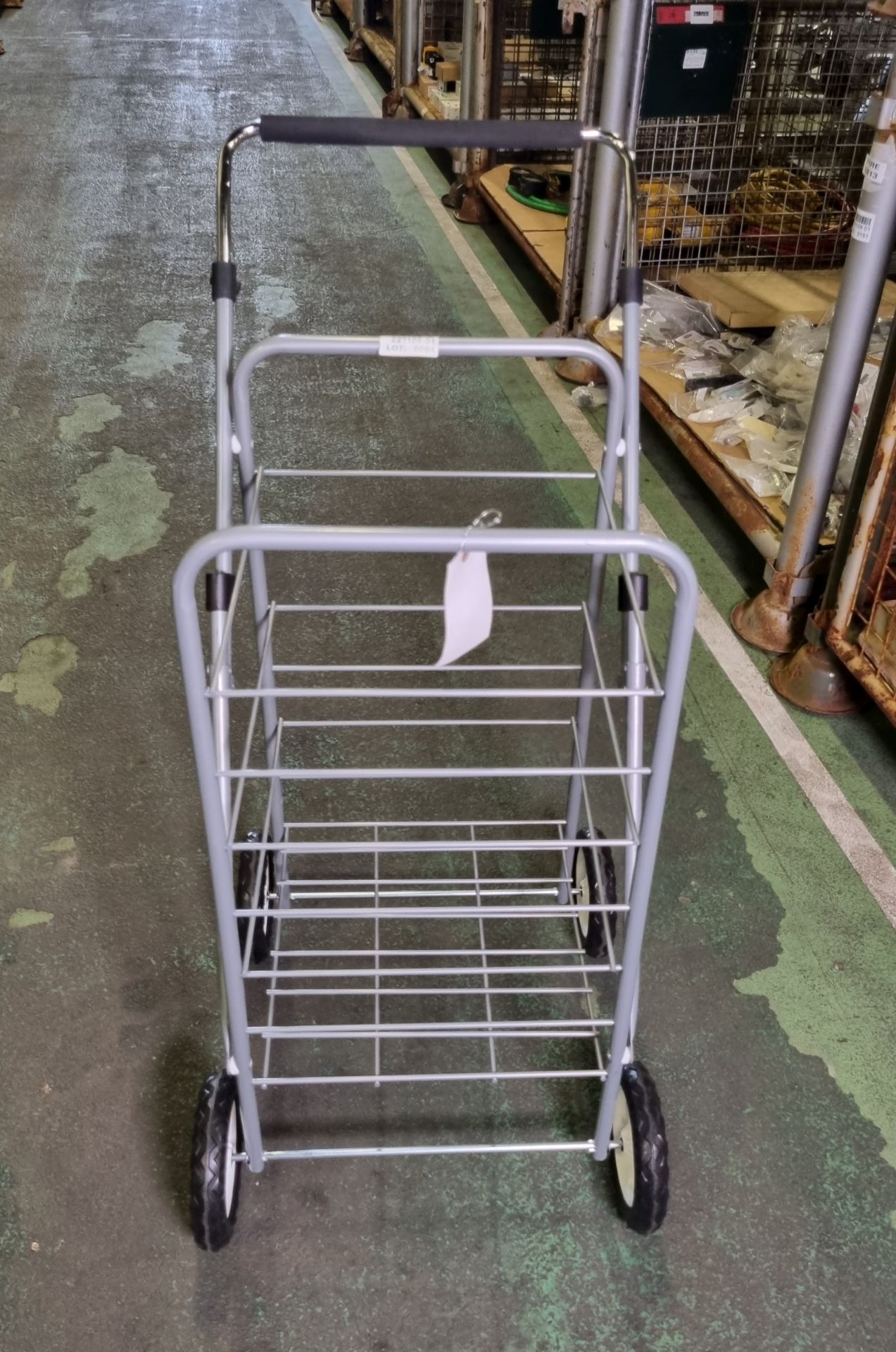Metal folding small shopping trolley frame, silver - L44xW54xH92cm - Image 3 of 3