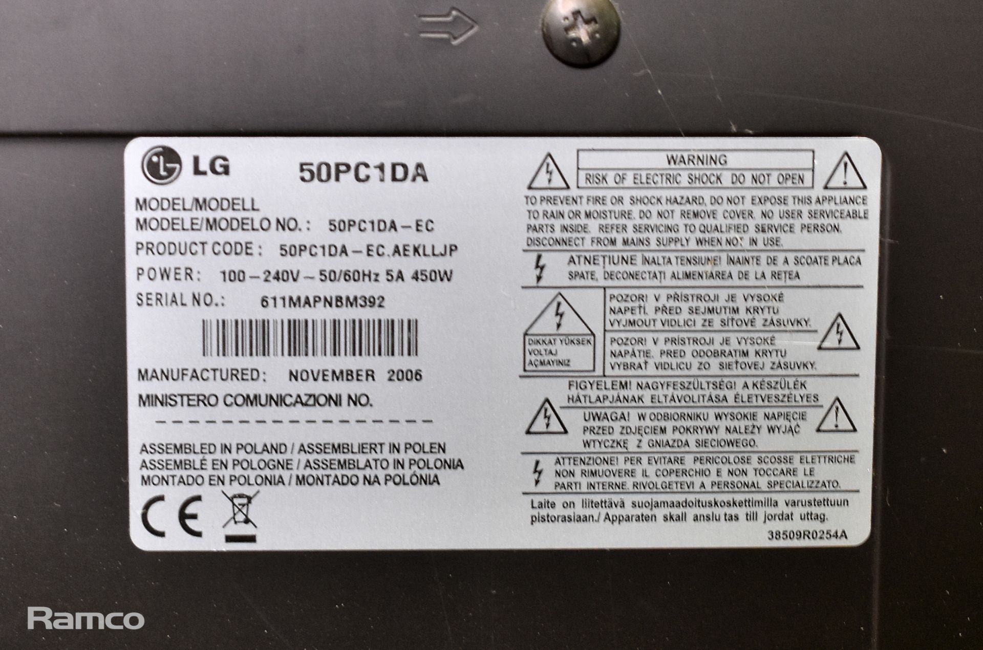 LG 50PC1DA 50 inch Plasma TV - Image 6 of 6