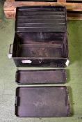 Black toolbox with insert trays