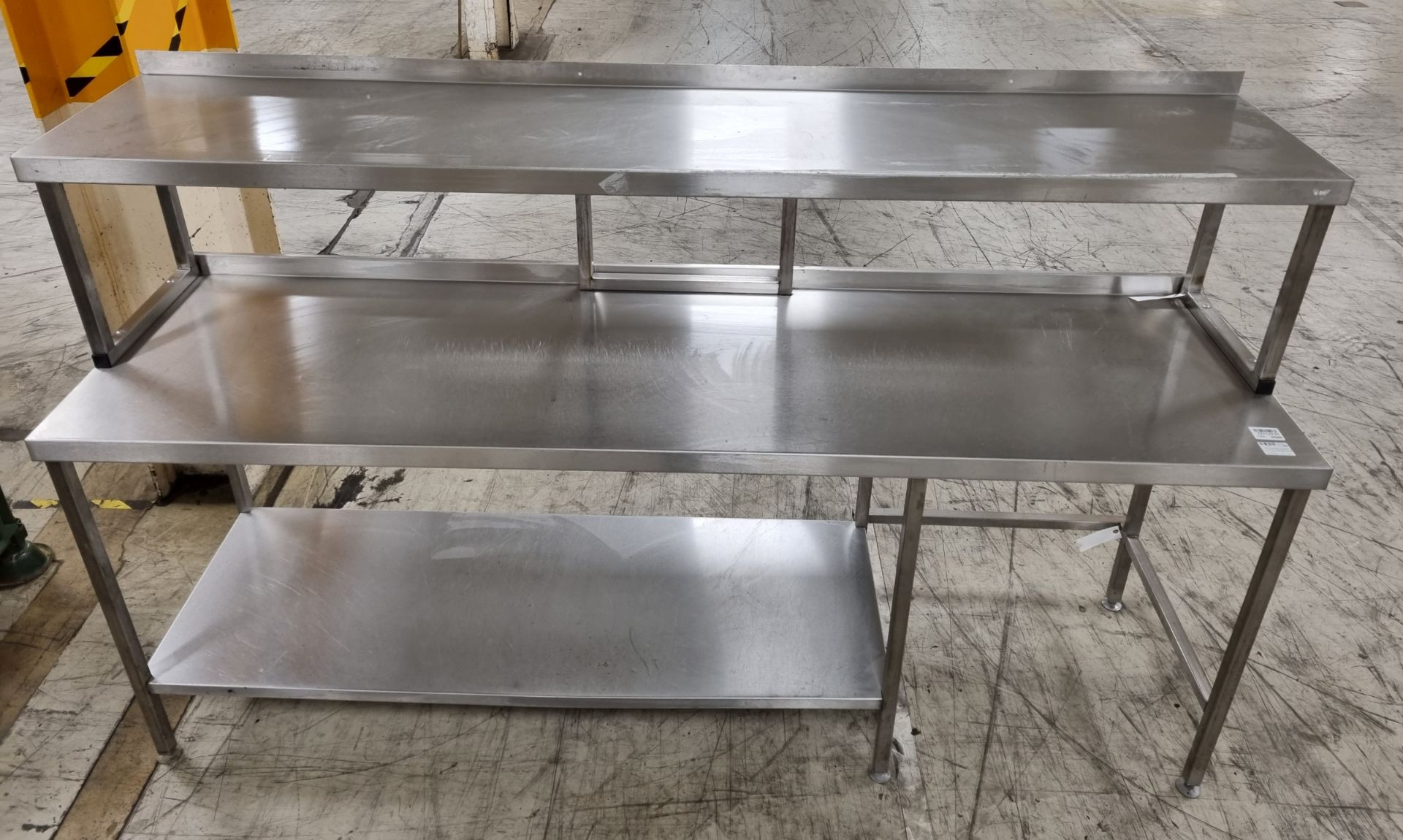 Stainless steel counter top unit with undershelf and gantry frame - 66x230x136cm - Image 2 of 5